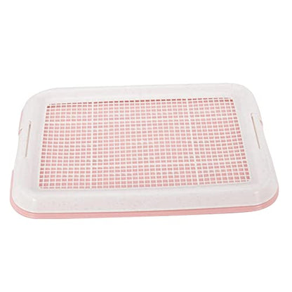 Dog Potty Toilet Training Tray Puppy Pee Pad Holder Anti Slip Removable Indoor Mesh Potty Training Tray Dog Potty Pan for Small Size Dogs, Pink