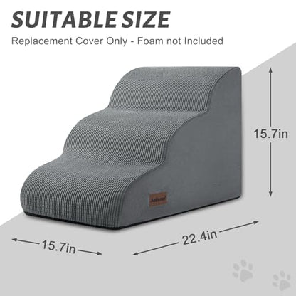 3 Step Foam Dog Stairs Replacement Cover (for AODISMAN Dog Ramp Only), Suitable Size: 22.4" L*15.7" W*15.7" H,Grey - color: Grey