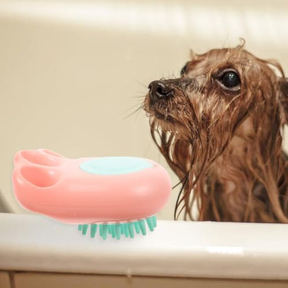 DOITOOL Pet Bath Massage Brush for Dogs and Pets with Comfortable Silicone Grip, Ergonomic Shape, and Shampoo Dispenser for Easy Bathing and Grooming