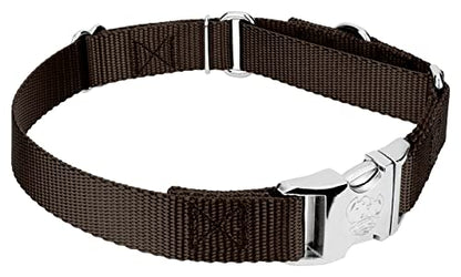 Country Brook Petz - Martingale Dog Collar - Heavy Duty Nylon Adjustable Martingale Dog Collar with Premium Buckle for Small Medium Large Breeds (5/8 Inch, Extra Small, Brown) - color: Brown, size: Extra Small (Pack of 1)