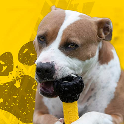 Tonka Axle Tread Dog Toy with Interactive Feeder, Lightweight, Durable and Water Resistant, 7 Inches, for Medium/Large Breeds, Single Unit, Yellow/Black - size: 7 inch Axle Tread