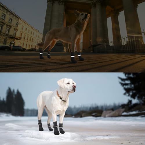 BINGPET Dog Socks Anti Slip Paw Protectors, Waterproof Dog Shoes for Hardwood Floors, Hot/Cold Pavement Traction Control Boots for Small Medium Large Senior Dogs