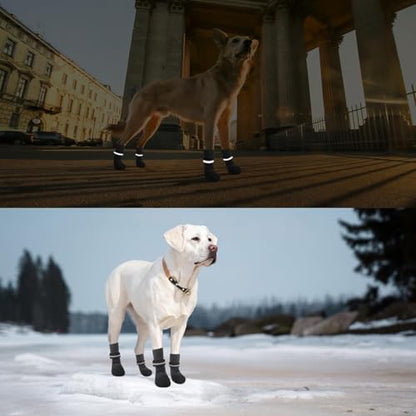 BINGPET Dog Socks Anti Slip Paw Protectors, Waterproof Dog Shoes for Hardwood Floors, Hot/Cold Pavement Traction Control Boots for Small Medium Large Senior Dogs