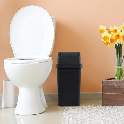 Bathroom Trash Can with Lid ,5.5 Gallons, Plastic Garbage Can with Lid, Waste Basket,trash Bin,garbage Bin ,dog Proof Trash Can for Office, Bathroom, Kitchen, Living Room, Bedroom, Outdoor, Dorm - color: Black