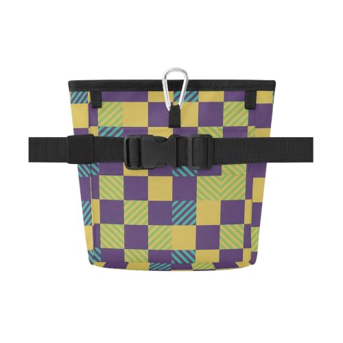 Grid Water-Resistant Dog Treat Pouch, 3 Ways to Wear Treat Bag with Magnetic Closure & Reflective Strip, Hands-Free for Pet Training, Walking