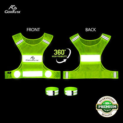 Reflective Vest Running Gear,Lightweight Reflective Safety Vests with Arm Bands - color: Green, size: Medium