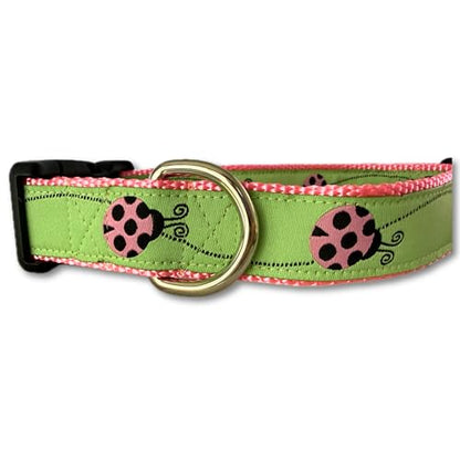 Large 15-22 Inch Dog Collar Ladybug Pattern Adjustable Pet Collar Durable Nylon Spring Dog Collar - size: Large 15-22"