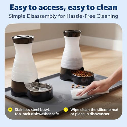PetSafe Healthy Pet Food and Water Station with Waterproof Silicone Mat - Automatic Gravity Food and Water Dispenser for Cats and Dogs - BPA-Free Reservoir - Removable Stainless Steel Bowl - Medium - size: Medium