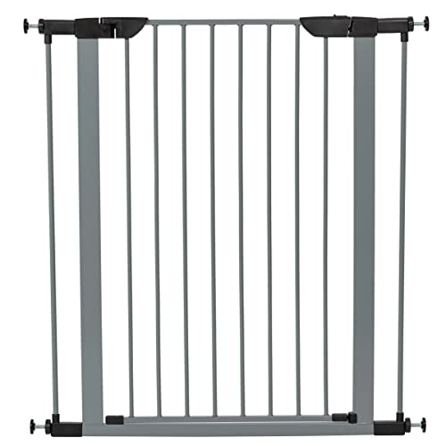 New World by Midwest 39" Steel Walk-Thru Dog Gate, Gray | Pressure Mounted, Expands 29.5"- 38" Wide, Auto-Close Door, Spring-Loaded Latch, Includes Two 3" Extensions - size: 39-Inch High