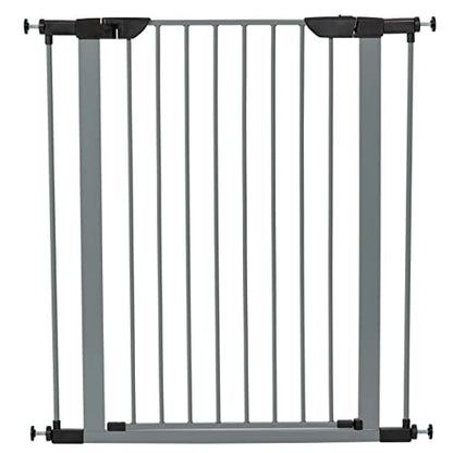 New World by Midwest 39" Steel Walk-Thru Dog Gate, Gray | Pressure Mounted, Expands 29.5"- 38" Wide, Auto-Close Door, Spring-Loaded Latch, Includes Two 3" Extensions - size: 39-Inch High