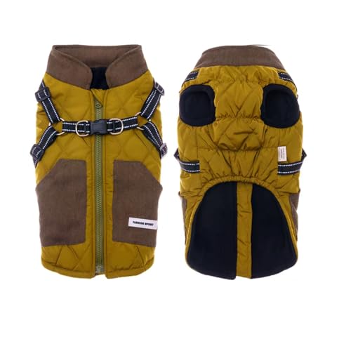 Dog Coat for Medium Dogs Jackets Waterproof Reflective Fleece Inner Dog Winter Jacket with Harness Zipper Dog Cold Weather Coats for Medium Dogs Winter Coat Clothes Green - color: Green, size: X-Large