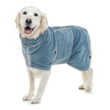 Lucky Pooch® Dog Robe - Luxurious Dog Bathrobe - Ultra Absorbent Dries Your Dogs in Minutes! Double-Layer, Super Soft Towel and Bath Robe All in One (XS, Petrol Blue) - color: Petrol Blue, size: XS