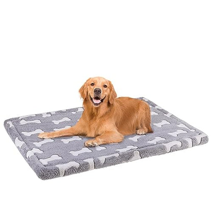 BEAUTYZOO Dog Bed Crate Pad 42 x 28 inch, Washable Dog Crate Mat for X-Large Sized Dogs, Anti-Slip Pet Crate Bed Kennel Pad, Durable Cozy Puppy Sleeping Mat Rectangle Mattress, Bone - color: Bone, size: 42.0"L x 28.0"W x 1.1"Th