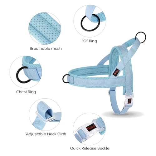 Didog No Pull Dog Harness with Breathable Mesh Padded, Quick Fit & Easy on Dog Vest Harness for Small Medium Large Dogs Training Walking(Blue,L) - color: Blue, size: L:Chest 27-35", Fit 50-80 lbs