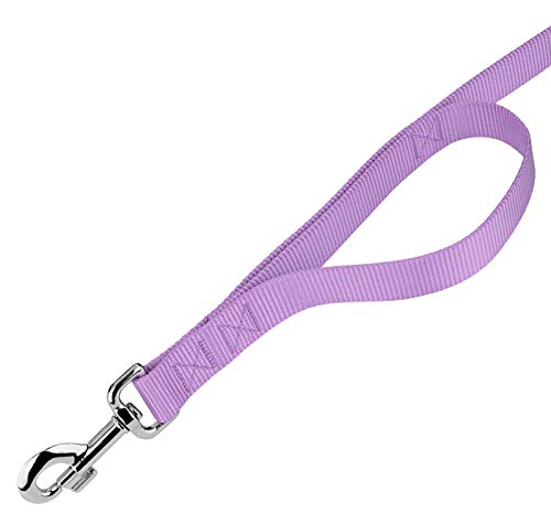 Country Brook Petz - Vibrant 17 Color Selection - Heavyduty Doublehandle Nylon Leash (6 Foot, 3/4 Inch Wide, Lavender) - color: Lavender