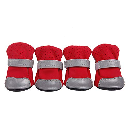 Pet Shoes,Dog Boots,Protect Dog Paws,4Pcs Reflective Dog Puppy Shoes Pomeranian Teddy Bichon Soft-Soled Pet Boots Red 01 - color: Red, size: 01