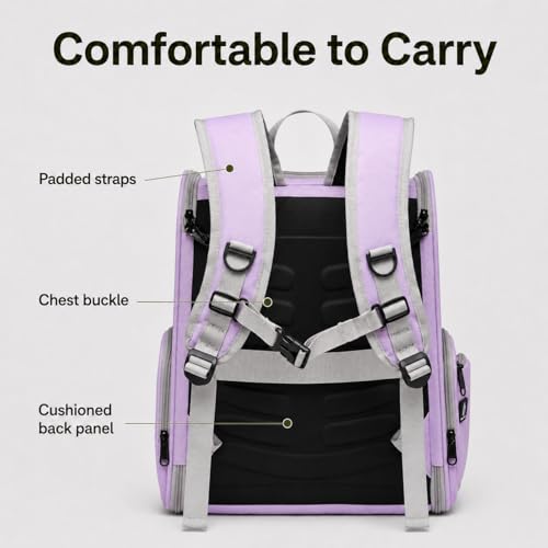 Cat Backpack Carrier for Small Dogs and Medium cat Puppy Kitten Bunny Pet Carrier Backpack Collapsible with Fully Ventilated Mesh with Safety Leash (Purple, 12.9" L x 10.62" W x 15.5" H - M) - color: Purple, size: Medium