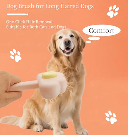 Adorable Cloud-Shaped Universal Pet Grooming Brush for Dogs and Cats - One-Click Hair Removal, Safe Rounded Pin Design - Ideal for Shedding Tool of Long and Short Haired Pets (Pink)