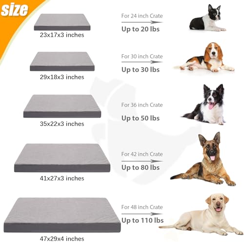 KSIIA Orthopedic Dog Crate Bed - Waterproof, Washable Dog Bed with Egg Crate Foam & Removable Cover, 35 x 22 Inch, Dark Gray - color: Dark Grey, size: 35.0"L x 22.0"W x 3.0"Th