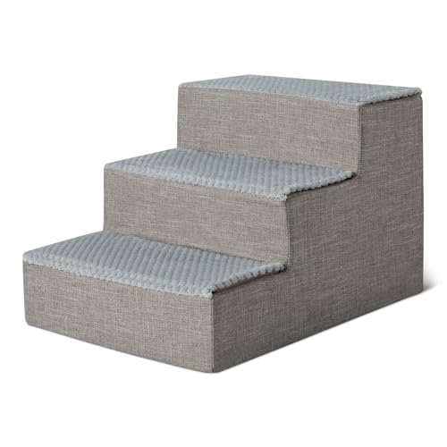 Amazon Basics Dog Steps, 14.4" H, 3-Step Pet Stairs with Non-Slip Bottom for Bed Couch and Sofa, Indoor Dogs and Cats, Grey - size: 3-Step