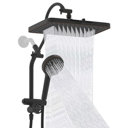 Hibbent cUPC Certified 13'' Shower Head Combo, High Pressure 5 Spray Rainfall Showerhead, 10 Spray Handheld, All Metal Easy Reach 4-way Diverter with Pause Mode, 71'' Hose & Holder, Oil-Rubbed Bronze - color: Oil Rubbed Bronze, style: Square 13"