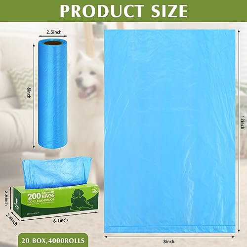 Sherr 20 Boxed Rolls 4000 Counts Dog Poop Bags Bulk Leak Proof Dog Waste Bags Universal Pet Doggy Waste Poop Box for Puppy Pets Outdoor Walking and Travel, 20 Rolls of 200(Blue) - color: Blue