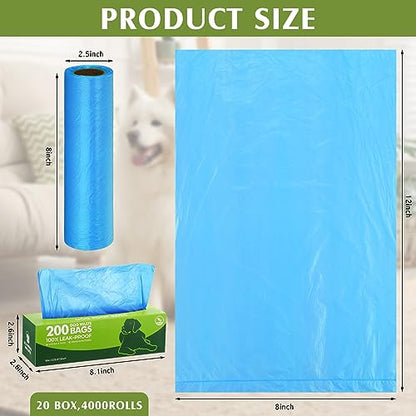 Sherr 20 Boxed Rolls 4000 Counts Dog Poop Bags Bulk Leak Proof Dog Waste Bags Universal Pet Doggy Waste Poop Box for Puppy Pets Outdoor Walking and Travel, 20 Rolls of 200(Blue) - color: Blue
