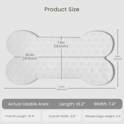 PWTAA Dog Food Mat Anti-Slip Silicone Dog Bowl Mat Thicker Pet Placemat Waterproof Cat Feeder Pad with Raised Edge Puppy Kitten Feeding Mats Suitable Small Medium-Sized Dogs Cats Eating Tray - 2PCS - color: White, size: 19.4" x 9.8"-2PCS