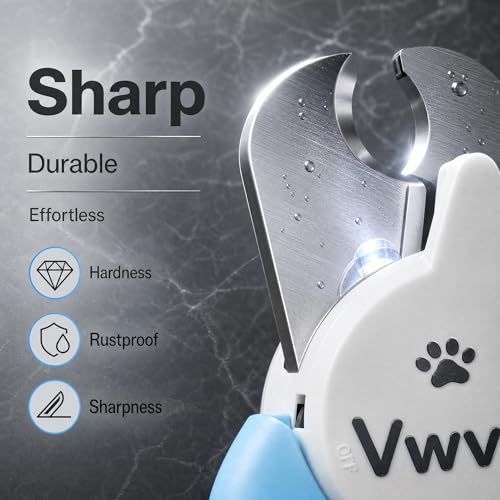 Dog Nail Clippers with Light, Professional Toenail Clippers for Thick Toenails, LED Illuminated Pet Nail Trimmer to See Bloodline, Safety Guard & Blade Lock, for Dogs & Cats