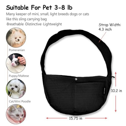 NATUYA Small Dog Carrier Sling Cat Sling-Dog Slings for Carrying Small Dogs-Adjustable Strap Hand Free Pet Puppy for Outdoor Traveling Subway (Black, Canvas) - color: Black