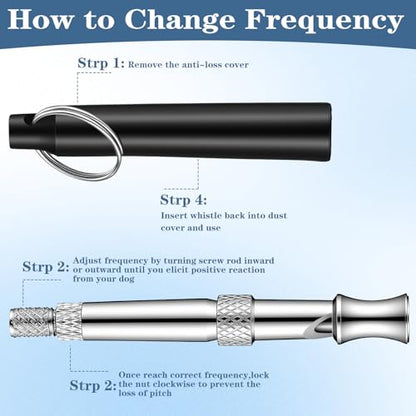 2Pcs Dog Whistle, Professional Ultrasonic Dog Whistle to Stop Barking, Adjustable Pitch Silent Dogs Whistles with Lanyard for Recall & Obedience Training