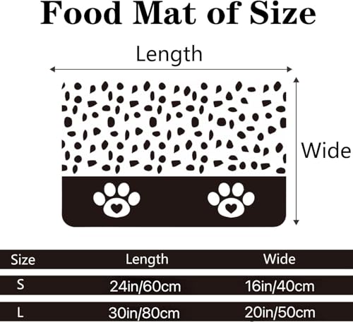 Personalized Dog & Cat Food Mat with Name | Waterproof PU Pet Bowl Mat | Non-Slip Rubber Bottom | Easy Clean | 3 Sizes (24"×16", 30"×20", 36"×24") | (Black paw Prints) - color: Black paw prints