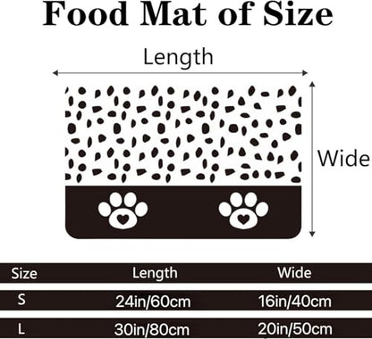 Personalized Dog & Cat Food Mat with Name | Waterproof PU Pet Bowl Mat | Non-Slip Rubber Bottom | Easy Clean | 3 Sizes (24"×16", 30"×20", 36"×24") | (Black paw Prints) - color: Black paw prints