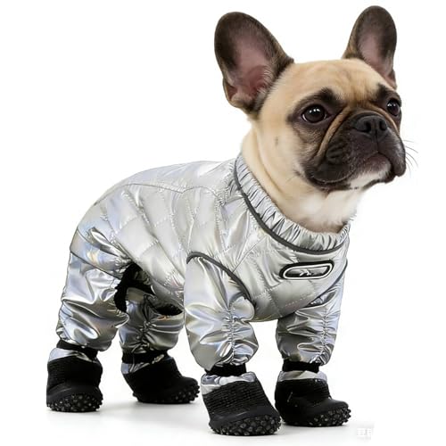 Dog Winter Coat, Waterproof Insulated Full Body Suit with Attached Boots for Small Medium Dogs, Outdoor Reflective Cold Weather Pet Coats (Small) - size: Small