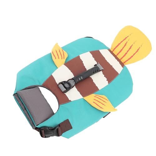 JTLB Dog Life Jacket Dog Life Vest Safety Vest Fish Look Reflective Strip Adjustable Handle Oxford Fabric Lake Blue for Swimming Boating Beach Pool (M) - size: M