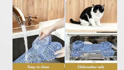 Pet Feeding Dishes,Slow Feeder Lick Mat for Dogs,Cat Licking Mat with Strong Suction Cups - 6-in-1 Interactive Snuffle Mat for Fast Eaters,Anxiety Relief,Grooming & Bath Time-BPA-Free(Sky Blue) - color: Sky Blue