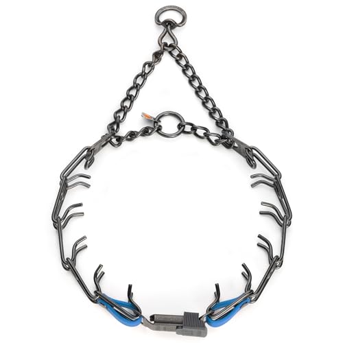 Herm Sprenger Black Stainless Steel Dog Collar with Quick Release ClicLock Buckle and Biothane Insert Training Collar Made in Germany (Cerulean Blue, 23in x 3.2mm(Neck Size up to19-20in)) - color: Cerulean Blue, size: 23in x 3.2mm(neck size up to19-20in)