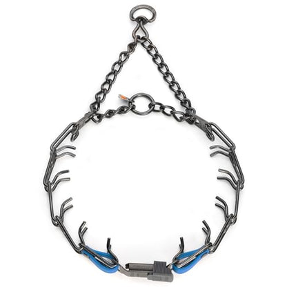 Herm Sprenger Black Stainless Steel Dog Collar with Quick Release ClicLock Buckle and Biothane Insert Training Collar Made in Germany (Cerulean Blue, 23in x 3.2mm(Neck Size up to19-20in)) - color: Cerulean Blue, size: 23in x 3.2mm(neck size up to19-20in)