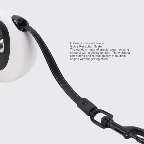 Retractable Dog Leash, One Key Brake Design, Reflective Double Sided Webbing and LED Light, 16.4ft Nylon Rope, Heavy Duty No Pull Pet Walking Leash for Medium Breeds (L 28 Inch)