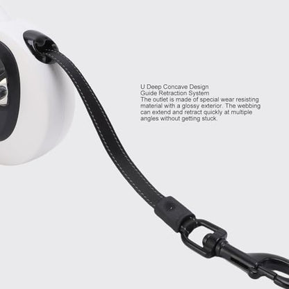 Retractable Dog Leash, One Key Brake Design, Reflective Double Sided Webbing and LED Light, 16.4ft Nylon Rope, Heavy Duty No Pull Pet Walking Leash for Medium Breeds (L 28 Inch)