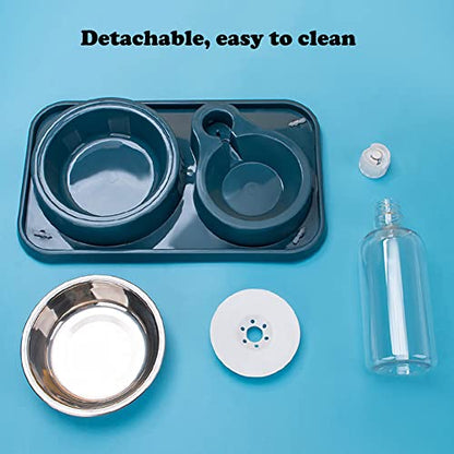 Love Dream Double Dog Cat Bowls, 2 in1 Pet Water and Food Bowl Set with Automatic Gravity Water Dispenser Bottle Detachable Stainless Steel Bowl No-Spill for Cats and Dogs Puppy Kitten Rabbit - color: Pink, size: Capacity Water Bottle: 1000ML