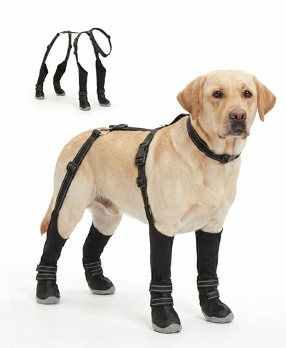 Dog Suspender Boots - Waterproof, Adjustable & Anti-Slip for All-Weather Paw Protection - 2026 Upgrade Dog Snow Boots with Durable Rubber Sole, Fleece Lining, Reflective Straps (XXL) - size: XXL