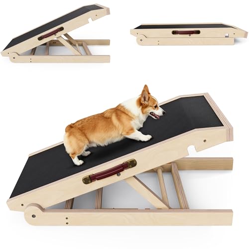 32" Dog Ramp for Couch & Low Bed – Extra Wide 16” Non-Slip Surface, High Load 200 lbs, Ultra-Stable Structure with 4" Flat Platform, Adjustable Slope Pet Ramp for Small Senior Dogs Dachshund Corgi - size: 32x16Inch