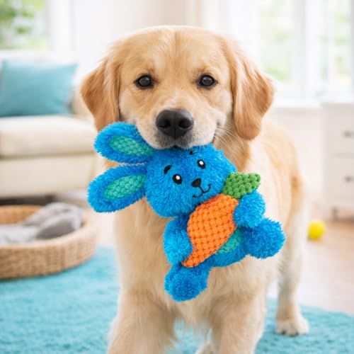 GURU Loveys Soft & Cuddly Rabbit Dog Toy with Removable Squeaker - Dog Toy with Multiple Textures to Stimulate Play & Engage Your Dog’s Instincts- Puzzle Dog Toy, Low-Pile & Bubble Plush - style: Rabbit
