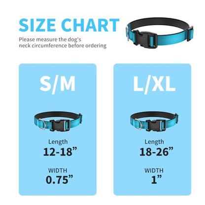 Reflective Dog Collar with Buckle, Heavy Duty Dog Collars with Soft Padded, Adjustable, Ultra-Durable, Pet Collar for Small Medium and Large Dogs (SkyBlue, L) - color: BLUE, size: L (18-26'')