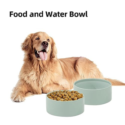 Havniva 7.3inch Ceramic Dog Bowls Dog Food Bowl for Medium Breed Dog Food and Water Bowl Non-Slip Dog Dish Large Capacity Feeding Pet Water Bowl - color: 1 Bowl - Light Green, size: 7.3inch