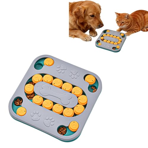 Cat Puzzle Toy, Treat Dispenser & Slow Feeder for Cat and Dog (grey) | Sturdy Plastic Enrichment Toys for Mental Stimulation,Reduces Boredom & Destructive Chewing - color: grey