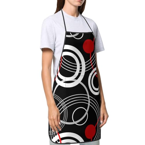 Women Men Bib Aprons Chef Cooking Apron With Pockets For Kitchen Grilling Bbq Painting Gardening - color: Black Red
