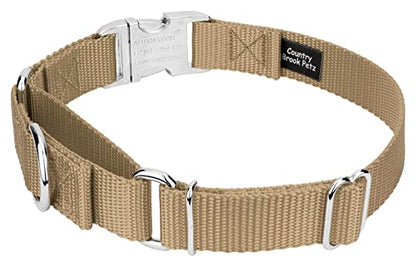 Country Brook Petz - Martingale Dog Collar - Heavy Duty Nylon Adjustable Martingale Dog Collar with Premium Buckle for Small Medium Large Breeds (5/8 Inch, Extra Small, Copper Gold) - color: Copper Gold, size: Extra Small (Pack of 1)