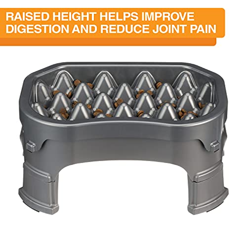 Neater Pet Brands – Neater Raised Slow Feeder Dog Bowl – Elevated and Adjustable Food Height - (6 Cup, Gunmetal)